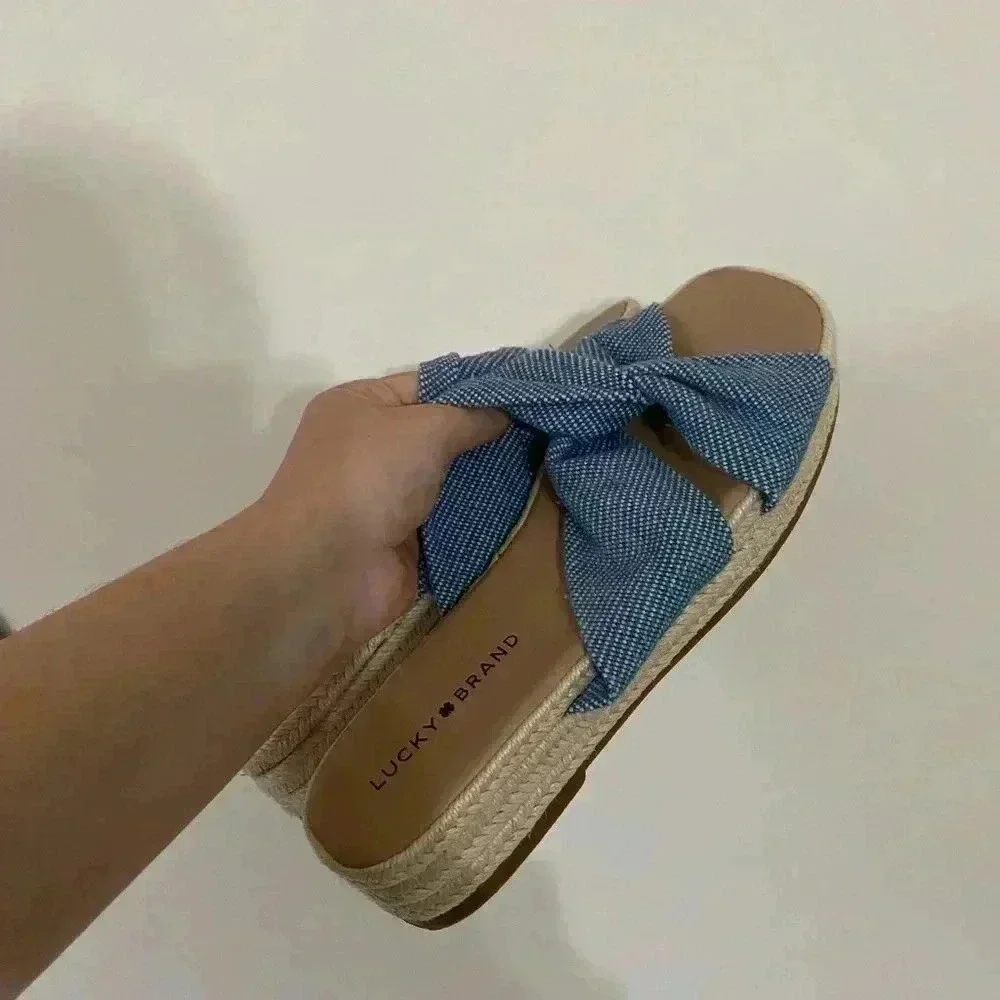LUCKY BRAND ESPADRILLE GREENLY TEXTILE SANDALS SIZE 8